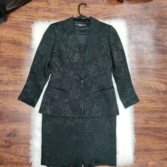 Vintage Emanuel Ungaro Womens Black Jacquard Blazer & Dress Set 6 Petite - Picture 2 of 16
